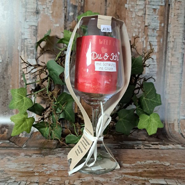 Glas Weinglas "Du & Ich mit Schwung ins Glück" von Gilde