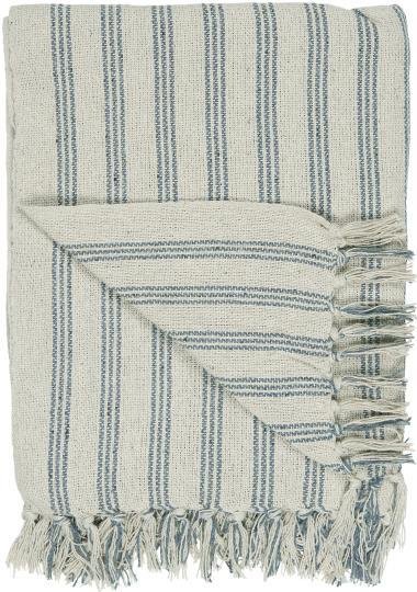 Decke Wolldecke Plaid creme mit hellblauen Streifen von Ib Laursen
