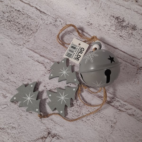 Deko-Girlande Glocke "Baum" grau, aus Metall, Gilde