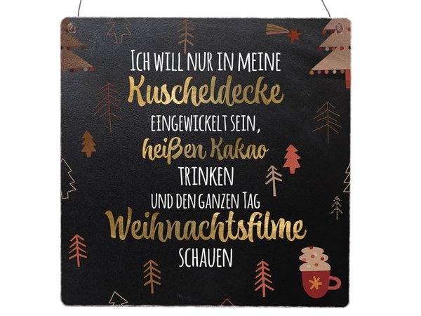 Schild Holzschild XL "Ich will nur in meine Kuscheldecke...", Interluxe