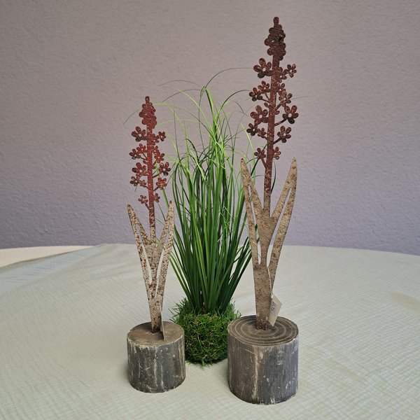 Metall-Blume auf Base, violett/rot, klein, von Gilde